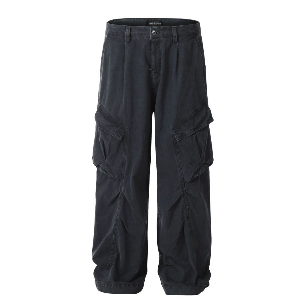 11KN Retro Multi-pocket Wide-leg Casual Overalls