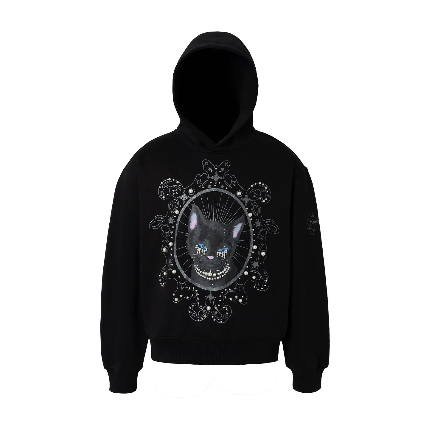 YADcrew Cat Print Hooded Sweater