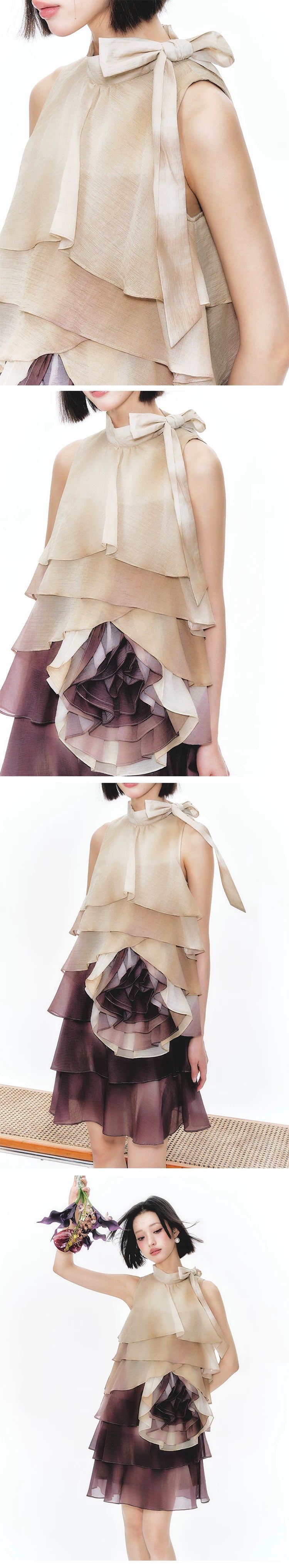 YEDM Gradual Change Layering Suspender Dress