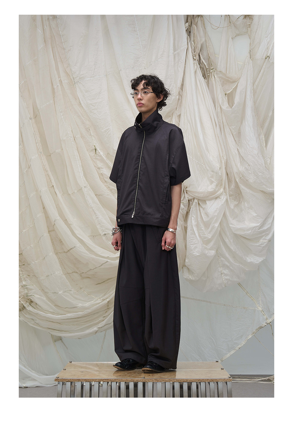 RELABEL Vintage Simple Splicing Line Loose Shirt