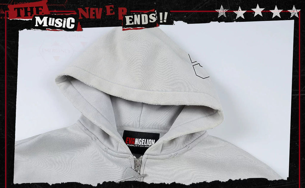 MEDM Character Line Draft Casual Hooded Sweater Jacket