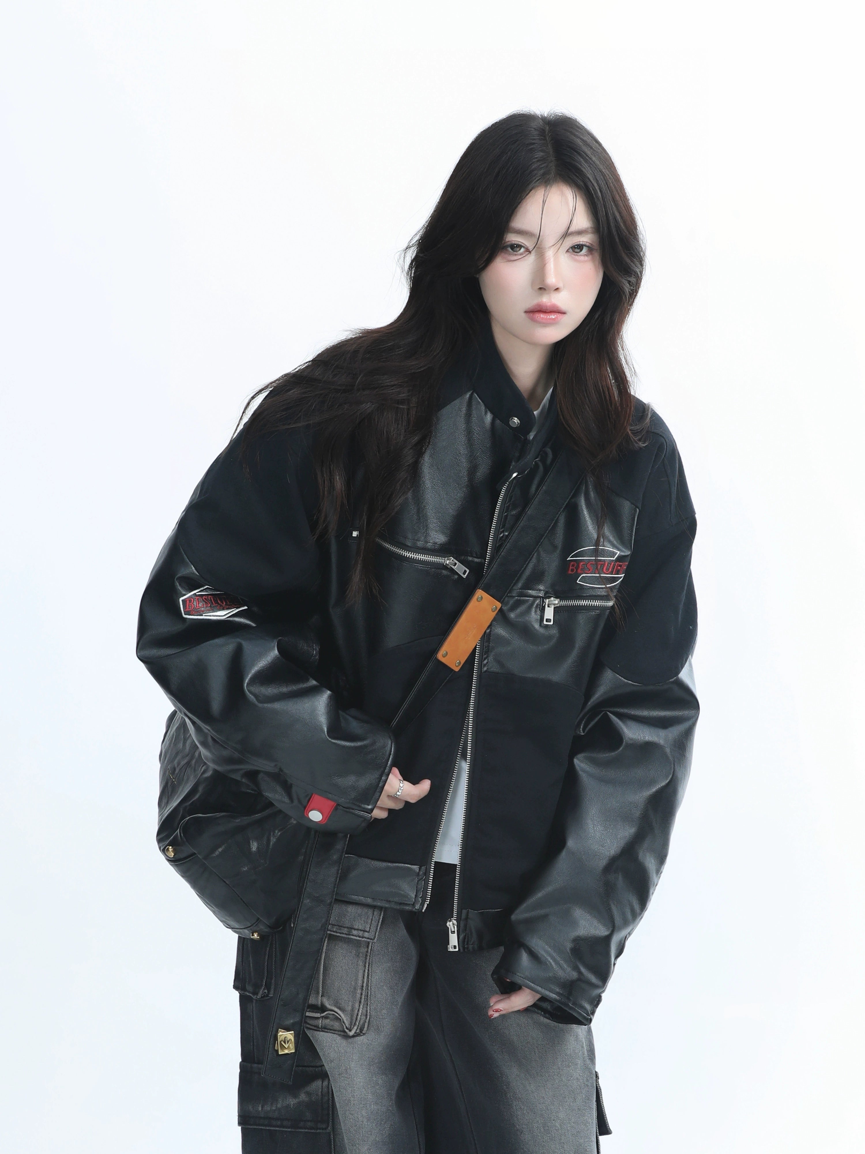Zuocisankon Vintage Thickened Leather Jacket