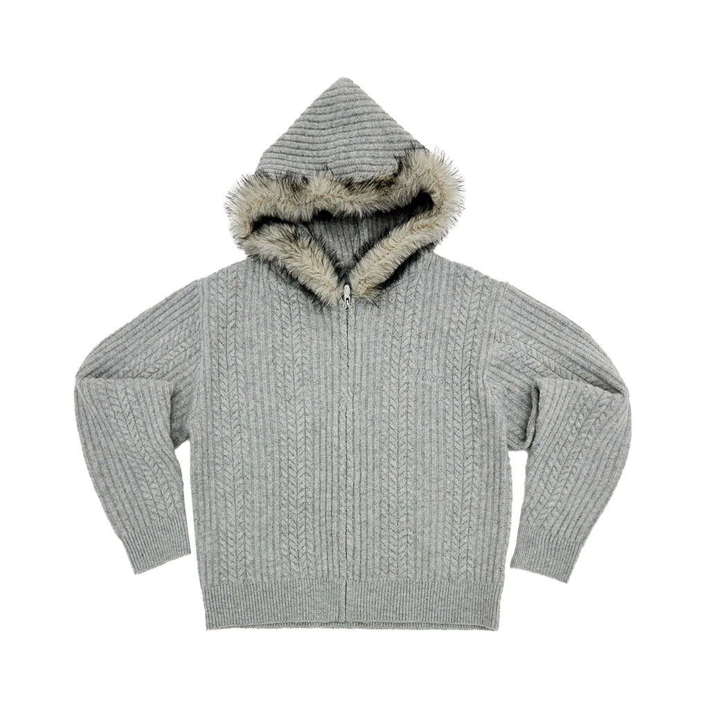 WHOOSIS Vintage Twisted Hooded Cardigan Sweater