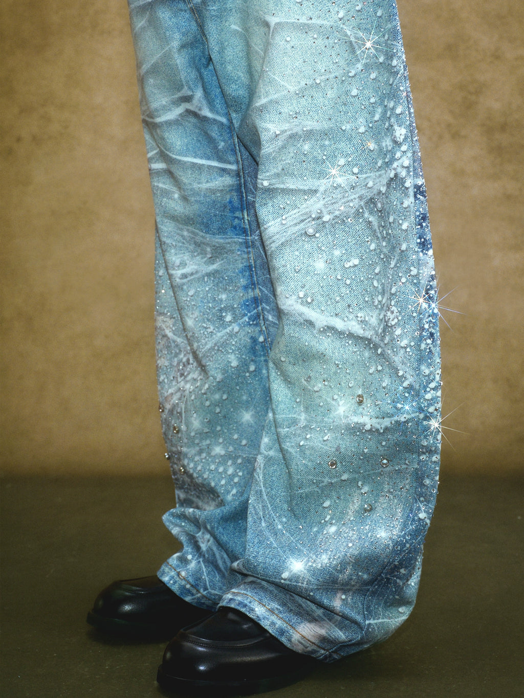 YADcrew Hot Diamond Nail Drill Retro Ink Splashing Jeans