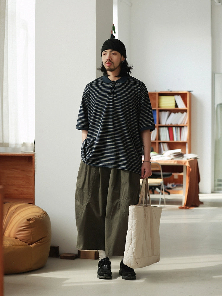 NOEARS Japanese Retro Loose-fitting Wide-leg Cropped Pants