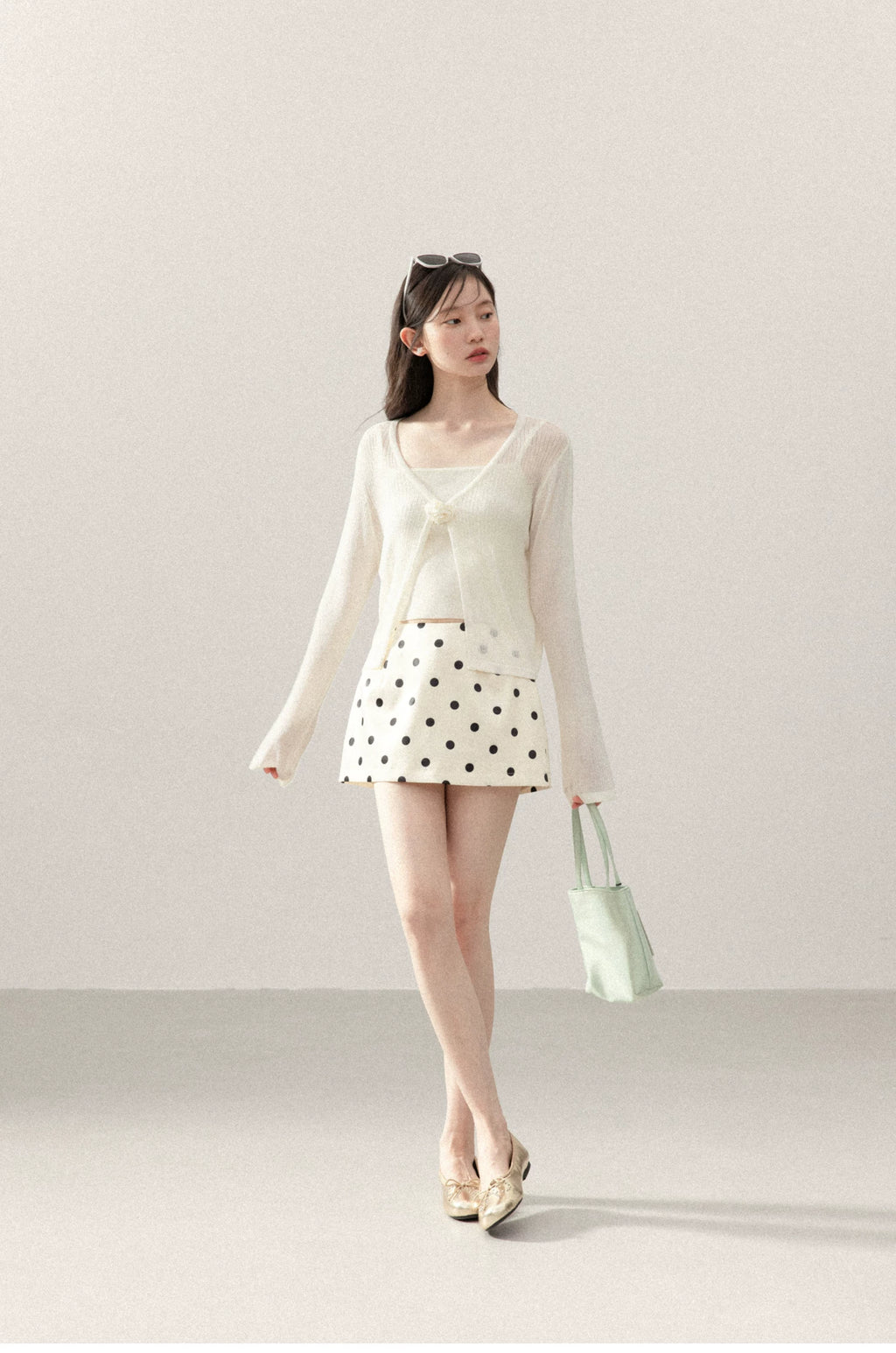 Cantonstory Polka Dot High Waist Slim Skirt Pants