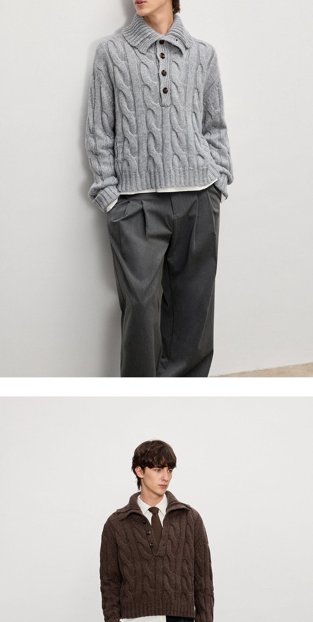 INTENT Vintage Embossed Twisted Thick Needle Sweater