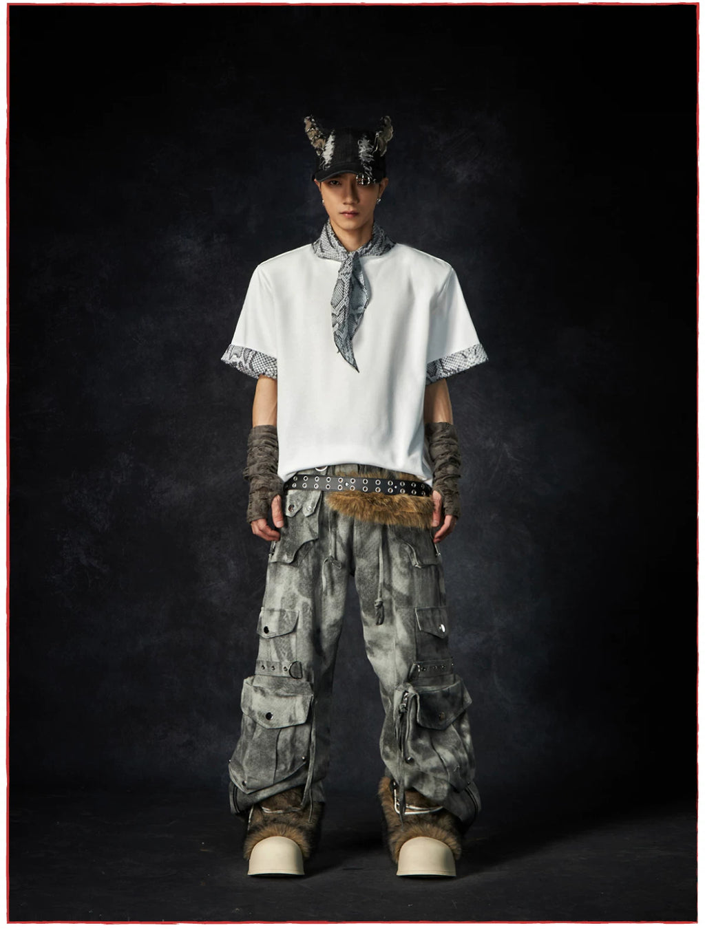 NOMANIAI Old Dirty Multi-pocket Straight Wide-leg Floor-mopping Overalls