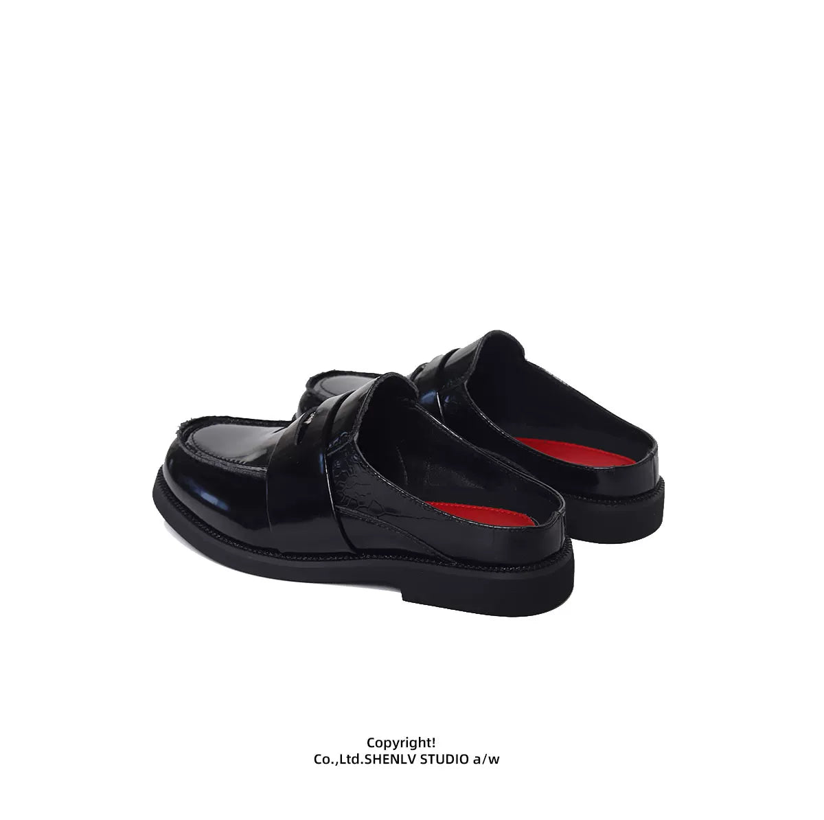 SHENLV STUDIO Glossy One-pedal Casual Leather Slippers