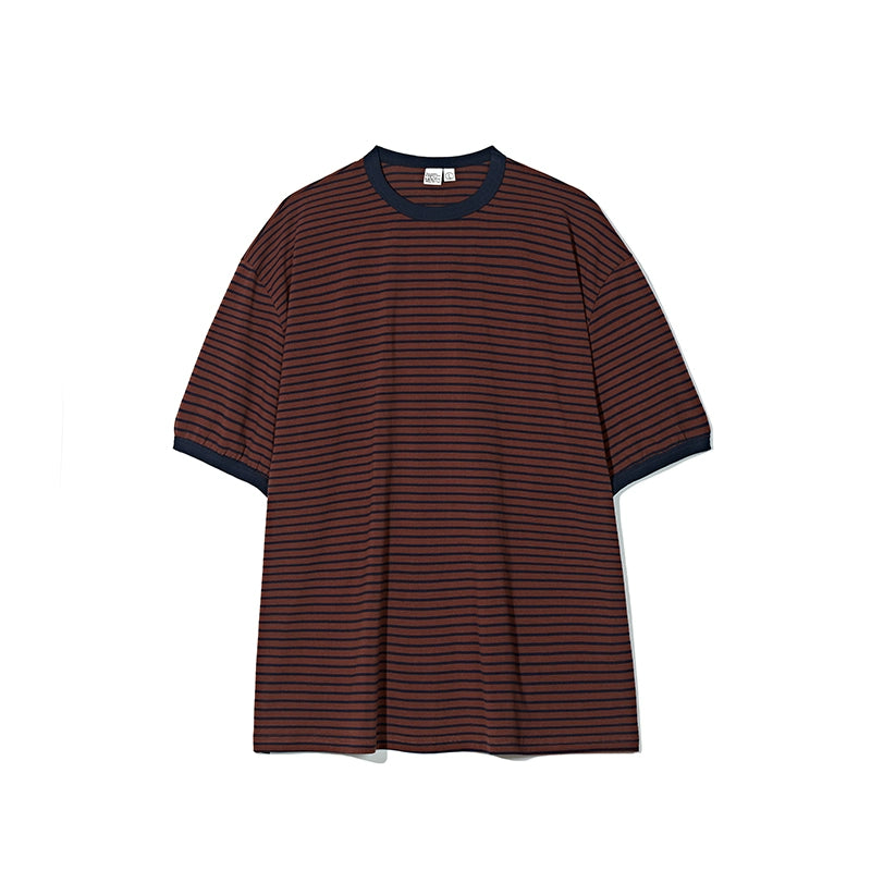 PARTIMENTO Korean Neutral Loose Striped Tee