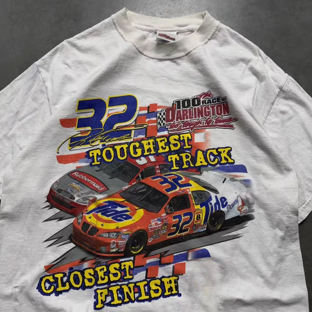 Wang Youbing Retro Racing Printing Advanced Sense Tee
