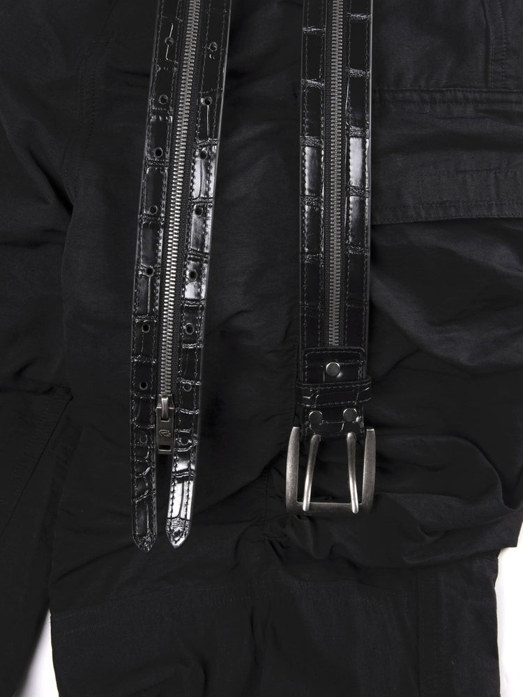 VOWPROGRESS Python Leather Zipper Belt