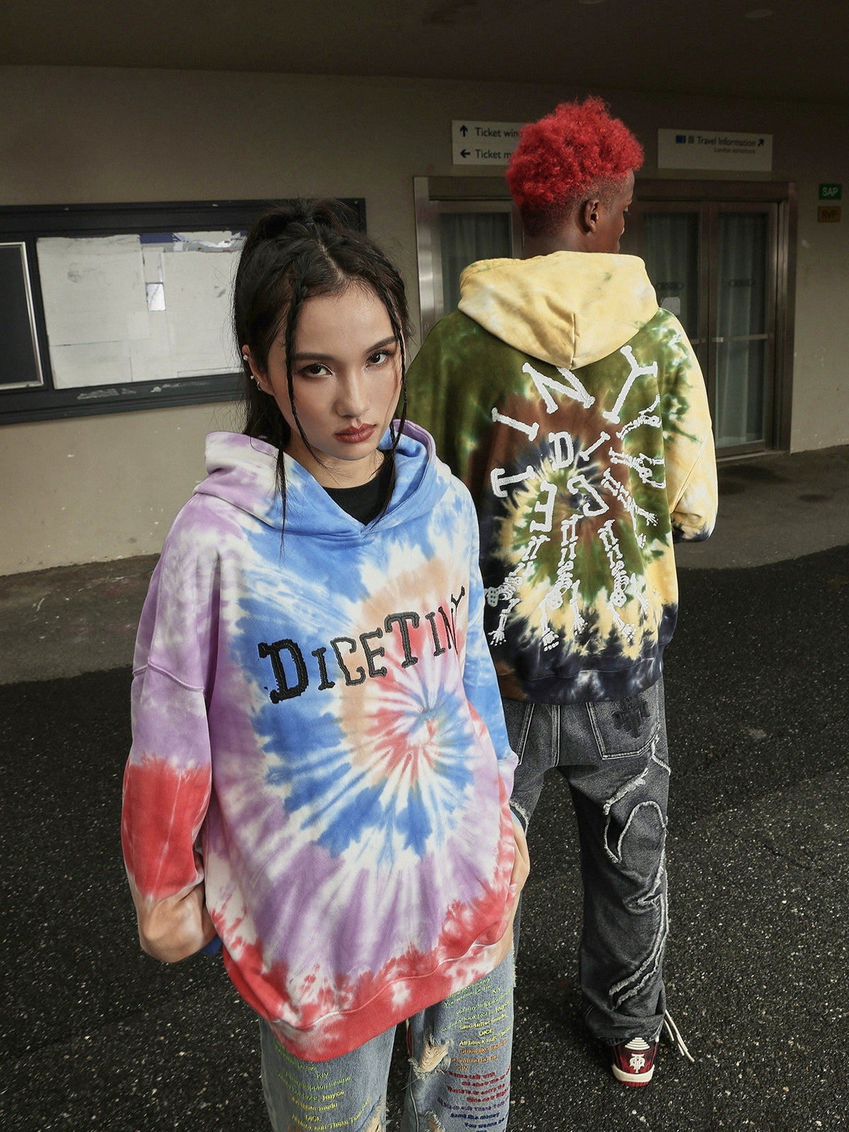 DICETINY Tie-dye Swirl Print Hoodie