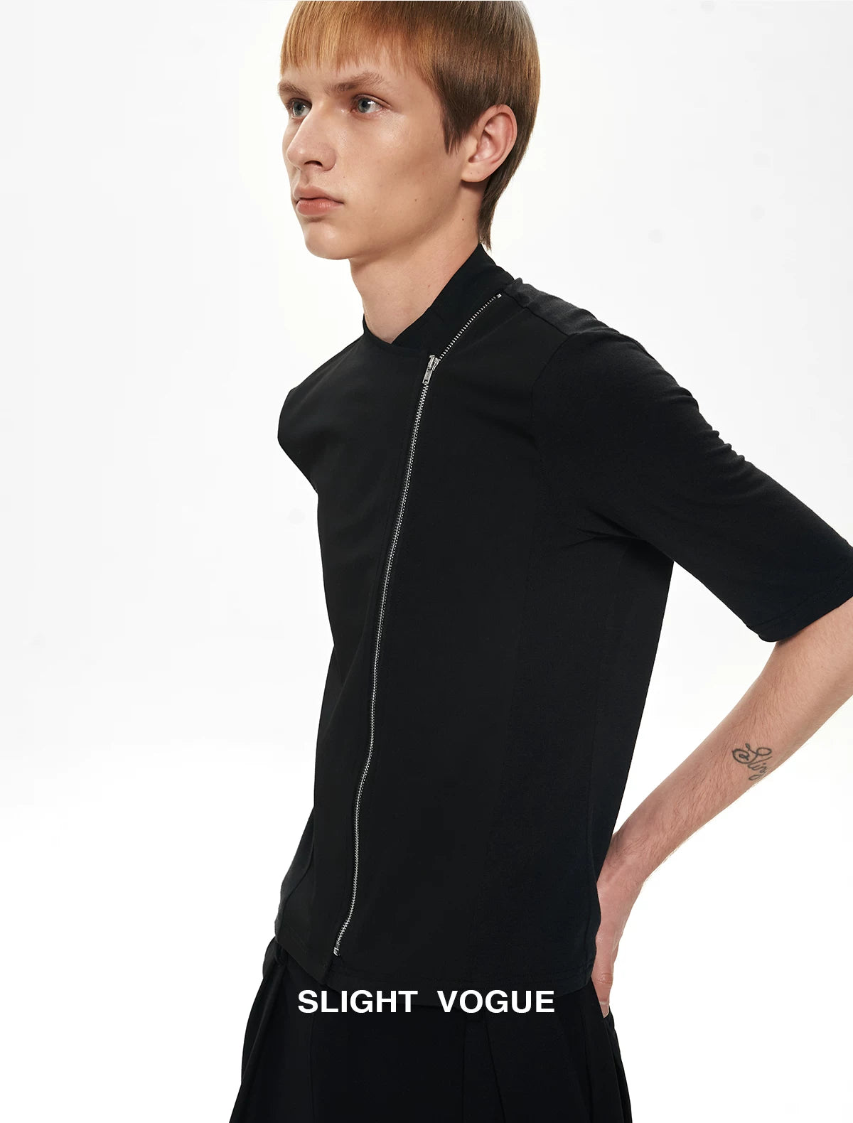 Slight Vogue Splicing Slim Lapel Tee