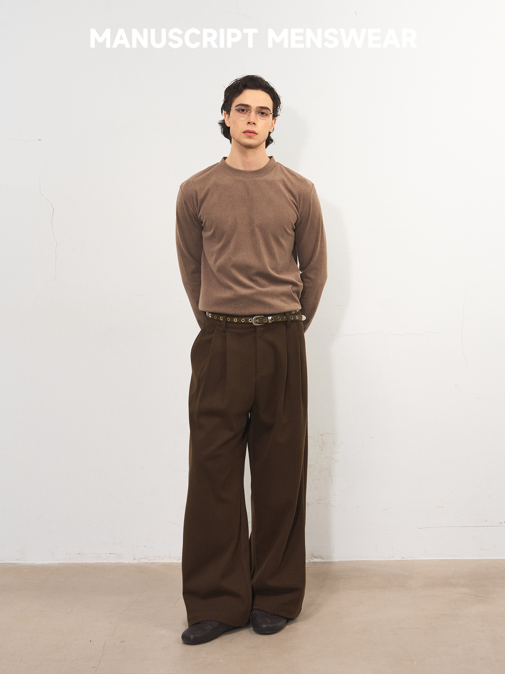 MANUSCRIPT Wide-leg Casual Woolen Trousers