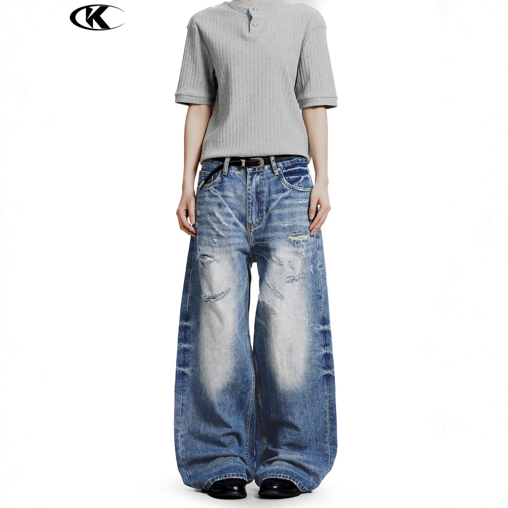 11KN Retro Old Loose Straight Jeans
