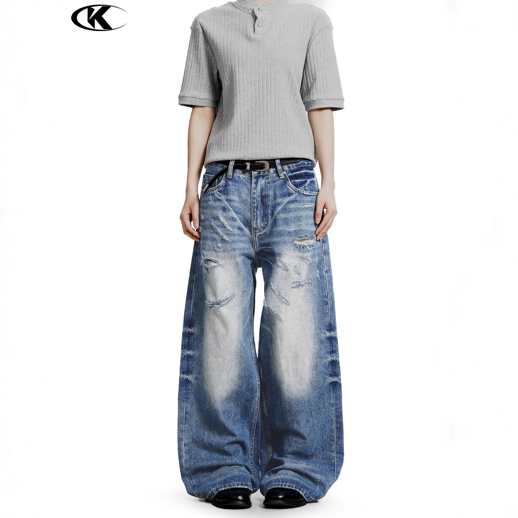 11KN Retro Old Loose Straight Jeans