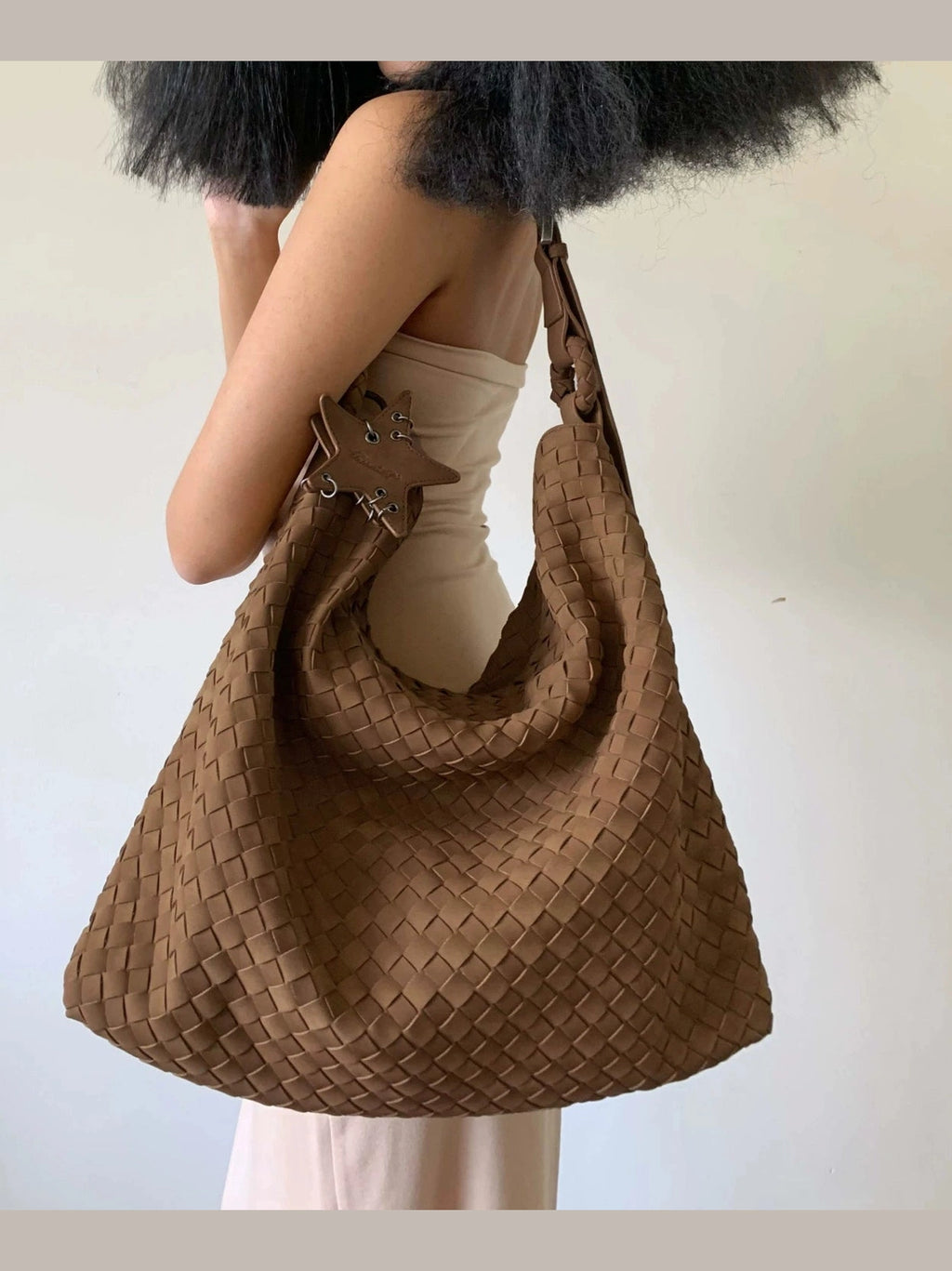 ECODAY Suede Woven Bag Large Capacity Tote Bag