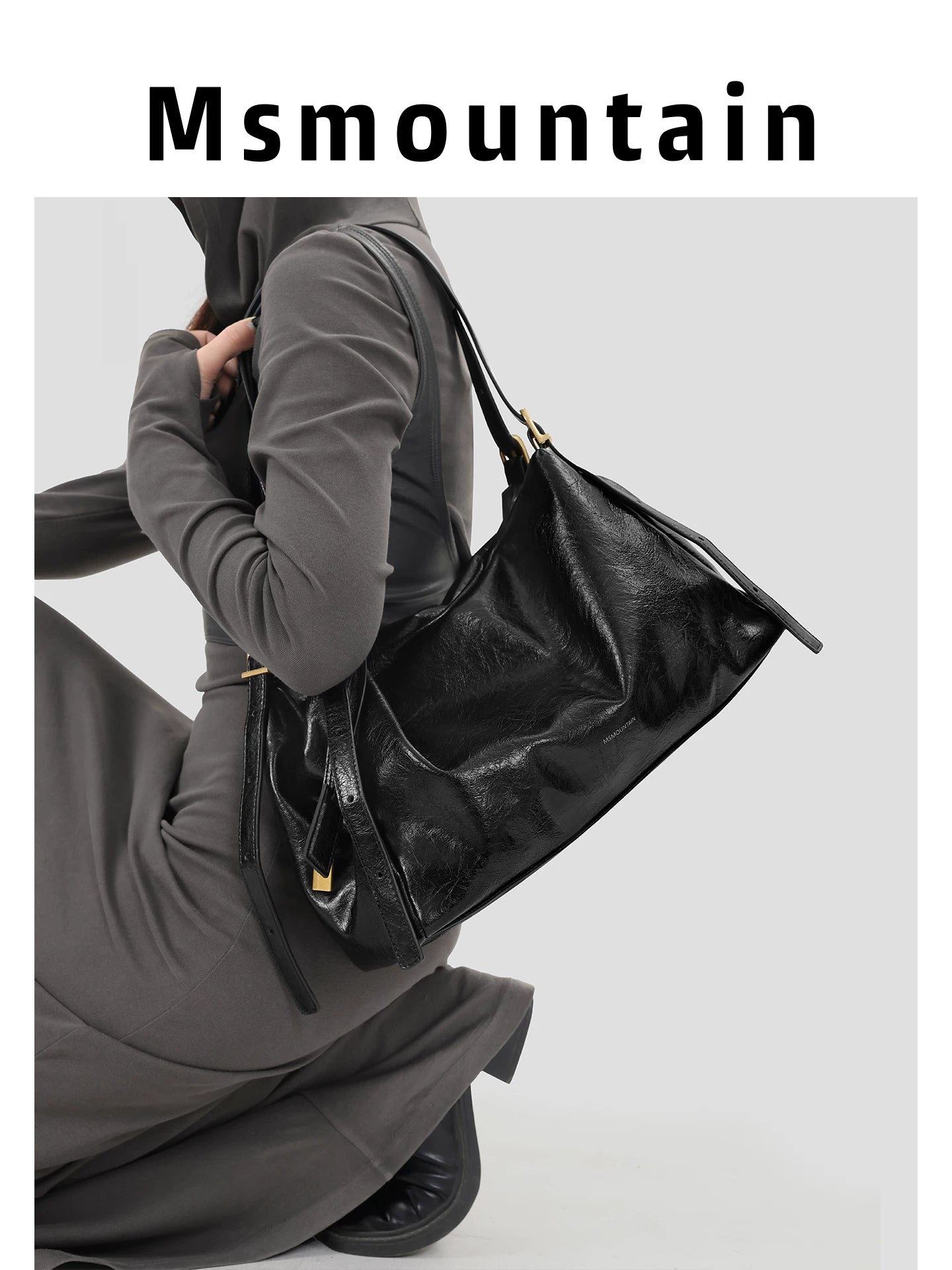 Msmountain Leather Simple Versatile Messenger Bag