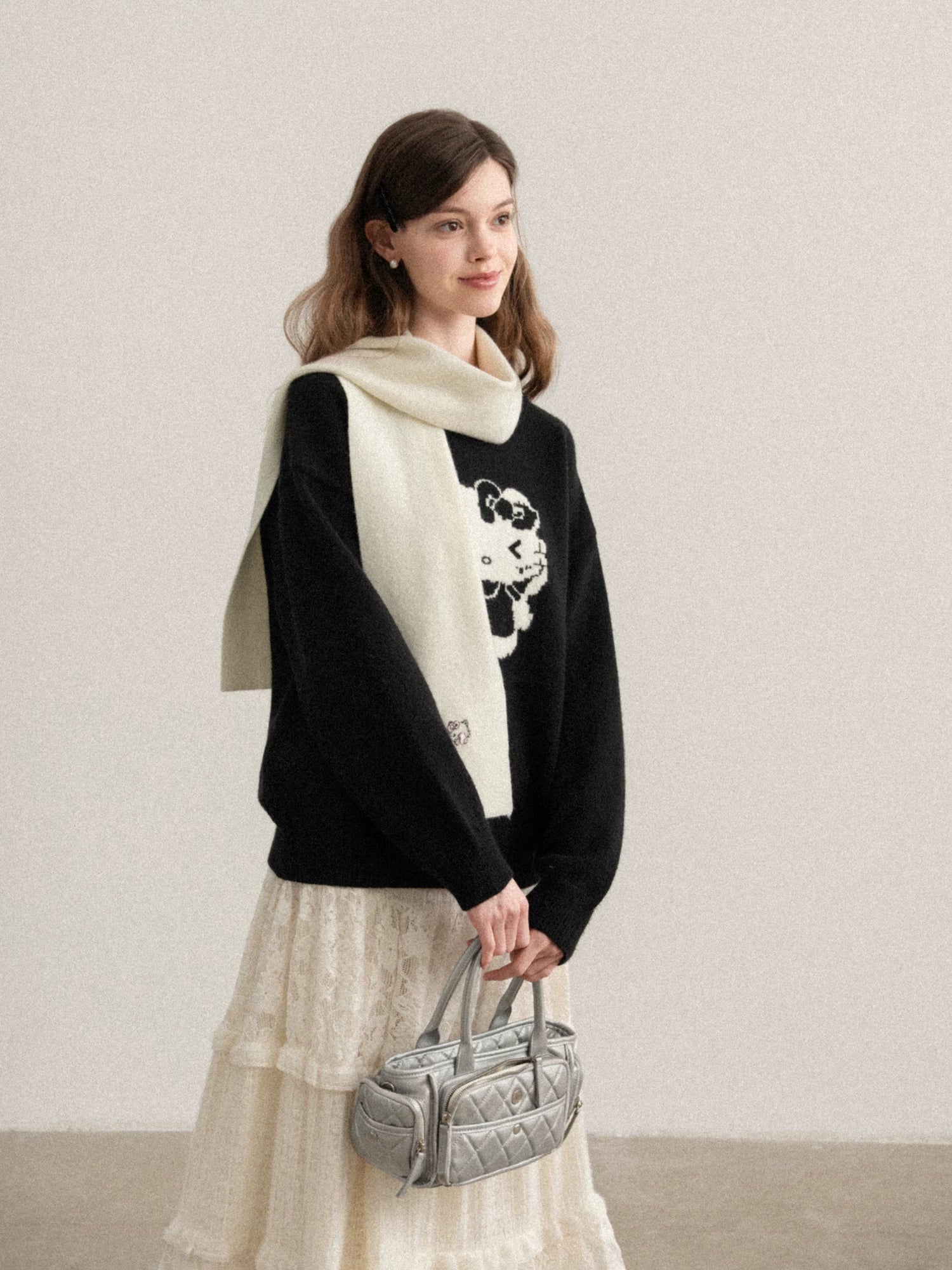 Cantonstory Crew Neck Versatile Loose Slimming Knit Sweater