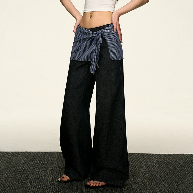 Aaisup Mid-waist Slim Straight Versatile Loose Wide-leg Pants