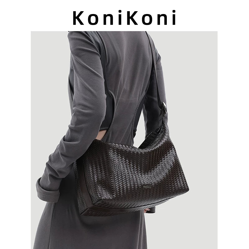 KoniKoni Leather Large Capacity Messenger Bag