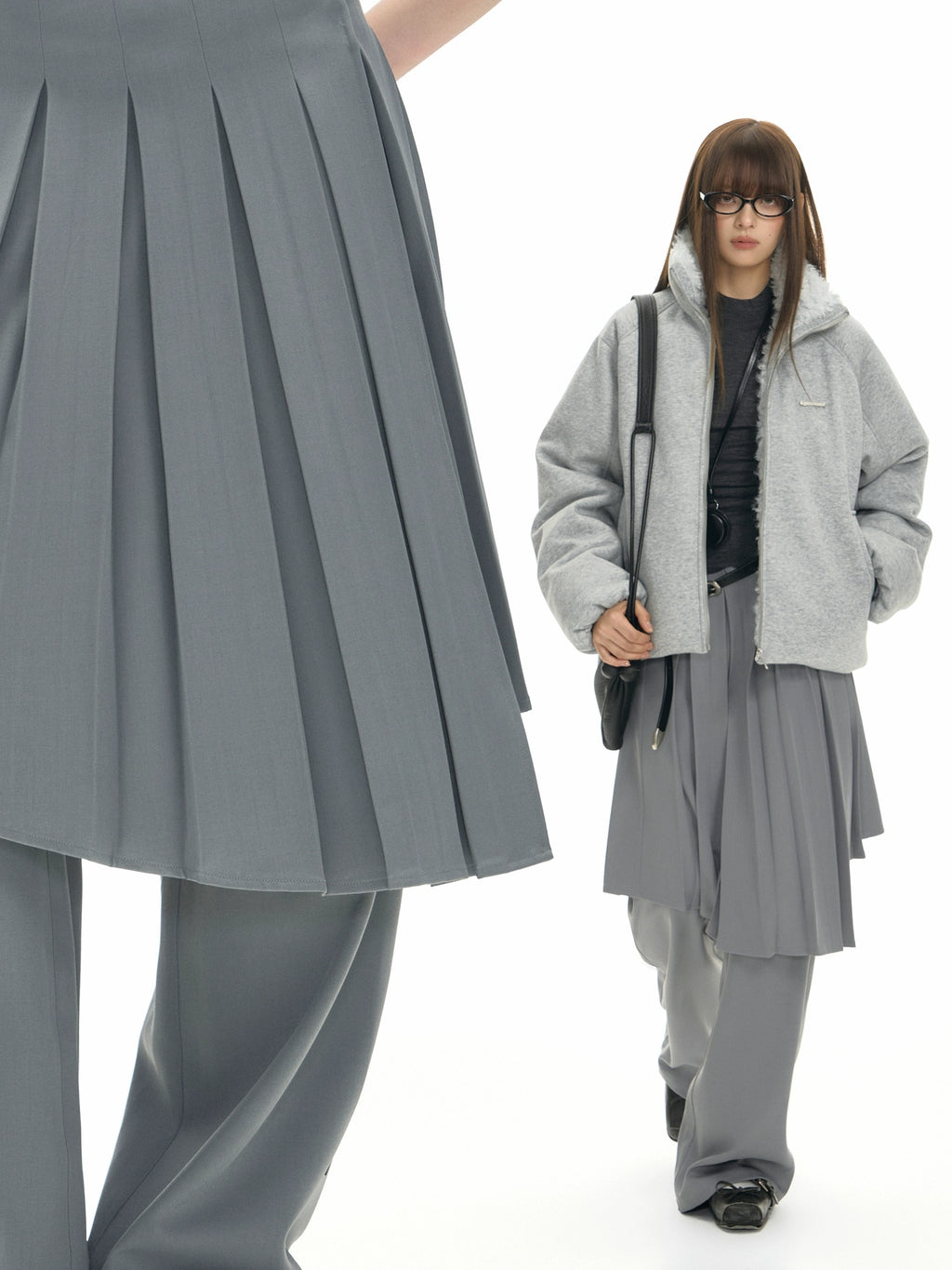 TGNS Stacked Suit Skirt Drape Trousers