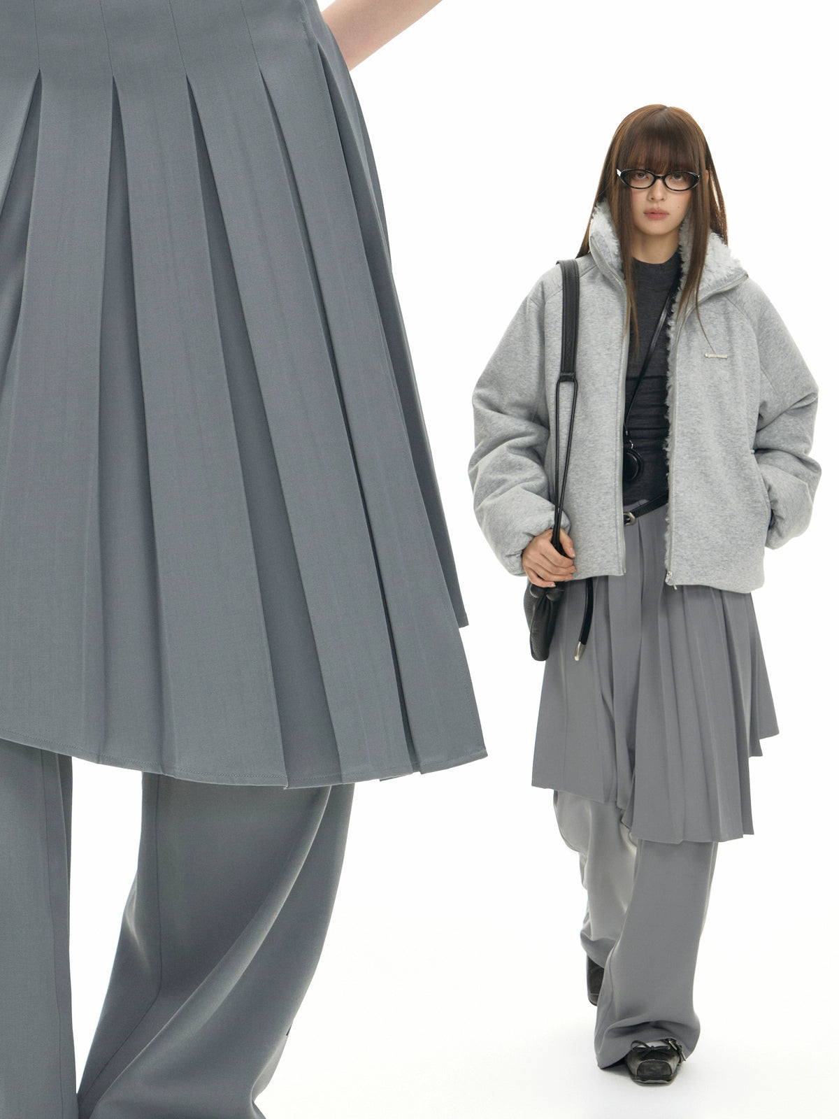 TGNS Stacked Suit Skirt Drape Trousers