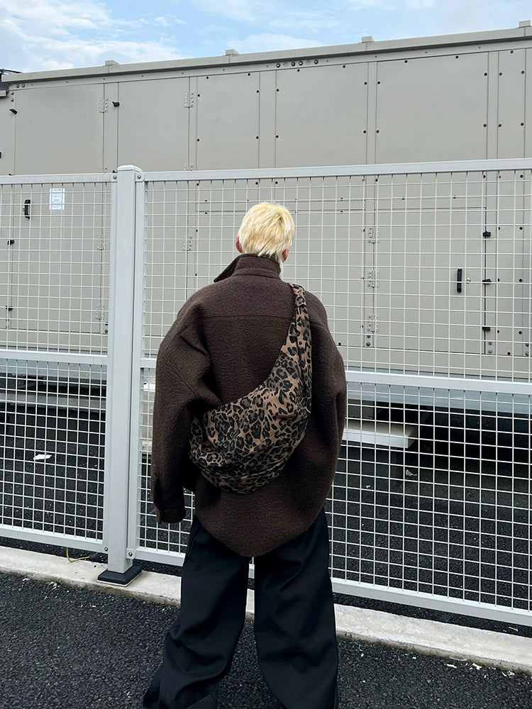 TZ Killer Leopard Print Pleated Versatile Arc Crescent Bag