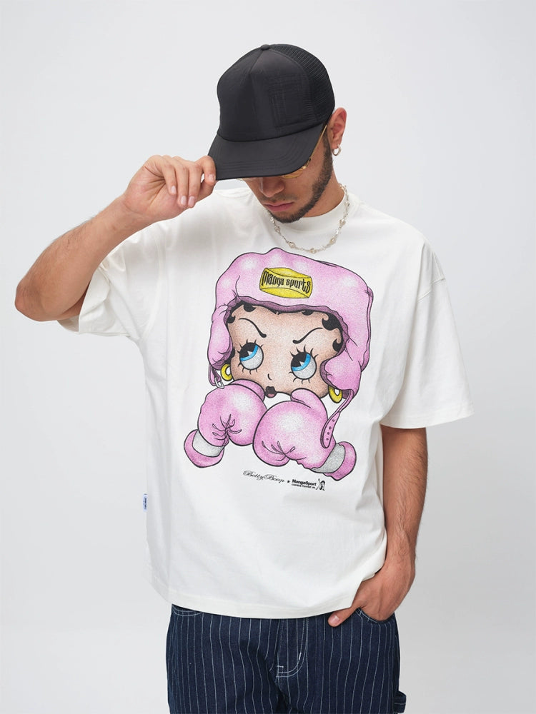 ComicTree Boxing Cartoon Betty Crew Neck Tee