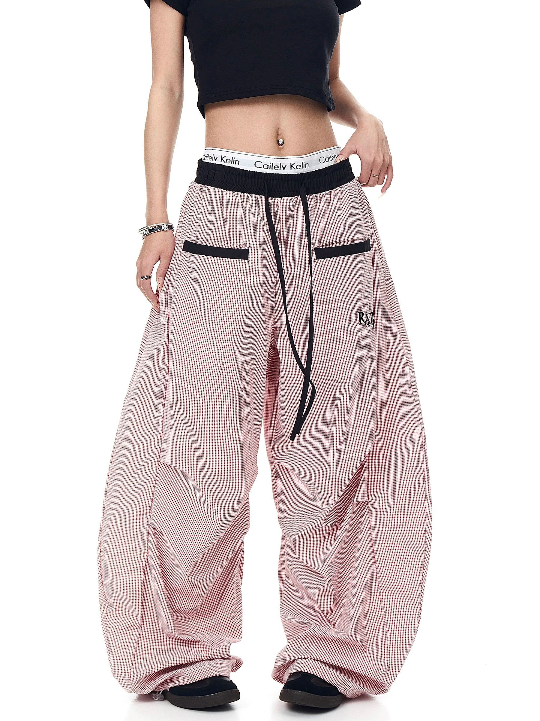 BLACKLISTS Contrast Striped Pleated Wide-leg Scimitar Pants