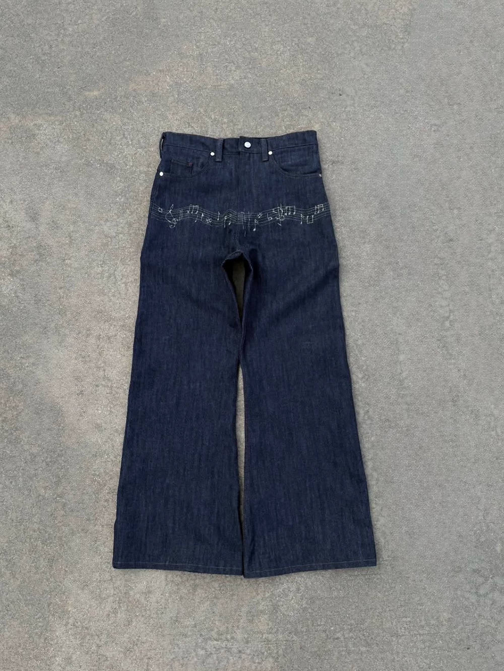 FTS Retro Music Note Embroidered Slacks