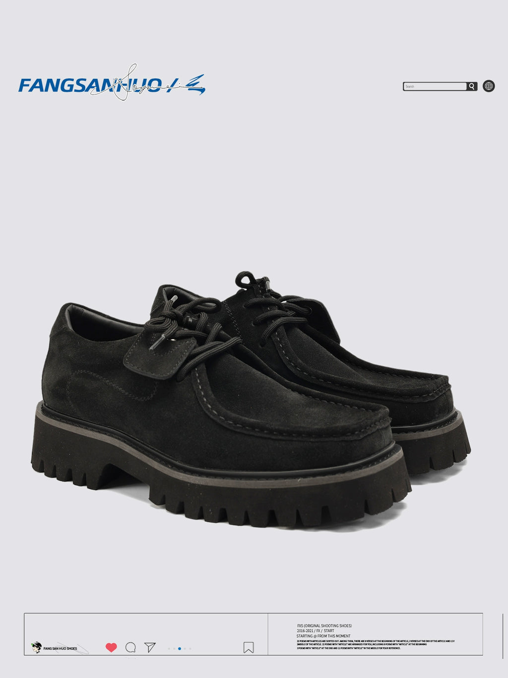 FANGSANHUO Square Head Retro Thick-soled Suede Tooling Short Boots