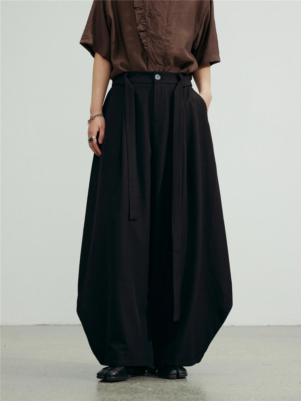 SUNYVONNE Vintage High-waisted Casual Wide-leg Suit Pants