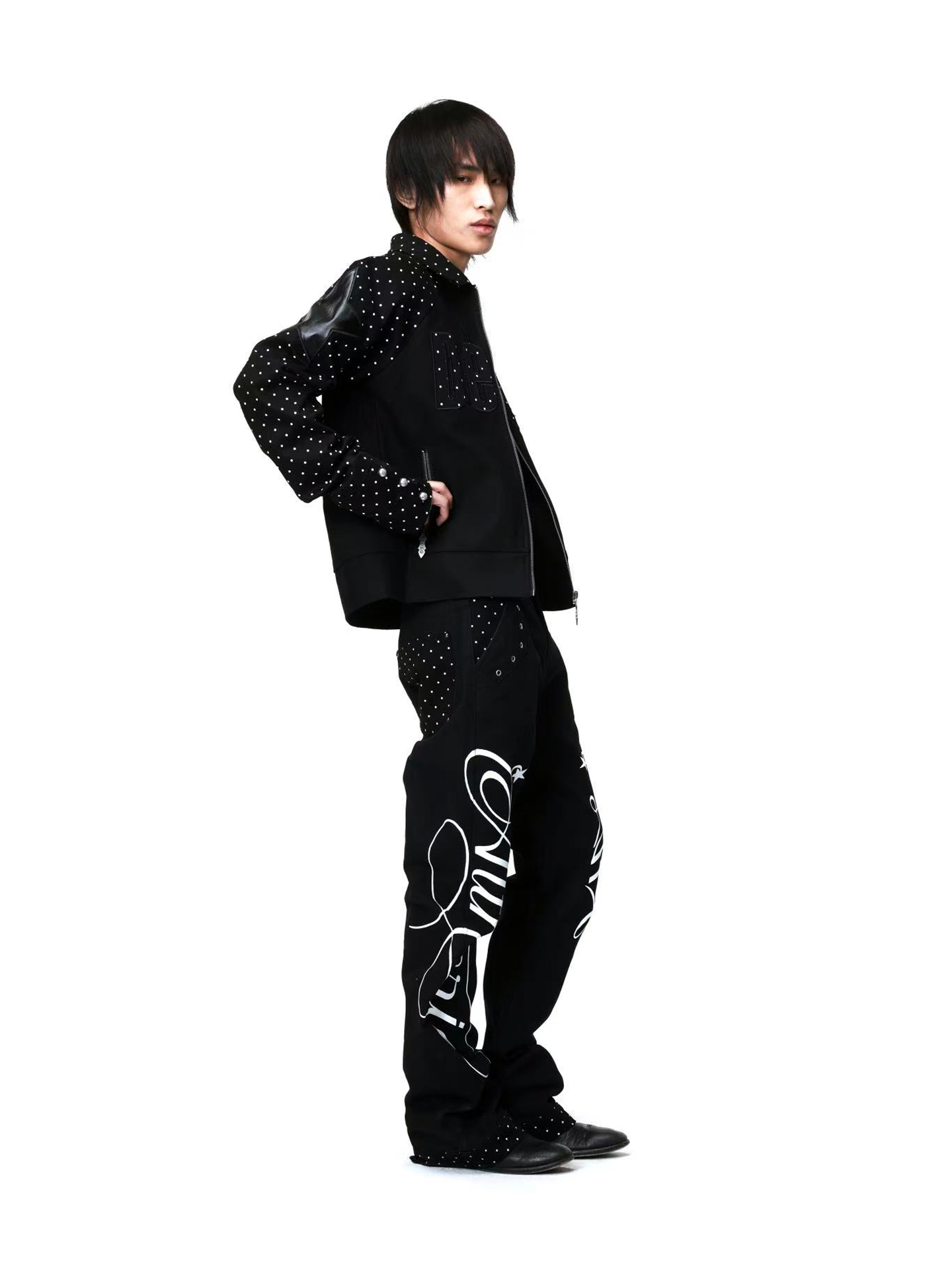 DETW Vintage Polka Dot Splicing Jeans