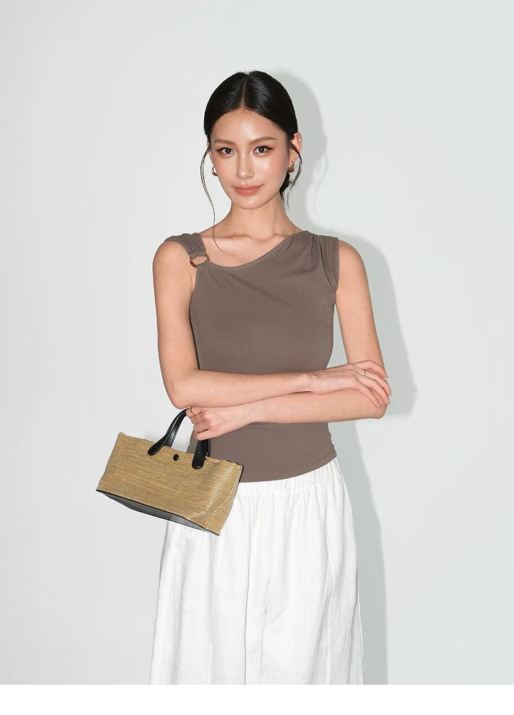 NEVA HU Slanted Shoulder Slim Fit Versatile Sling Vest