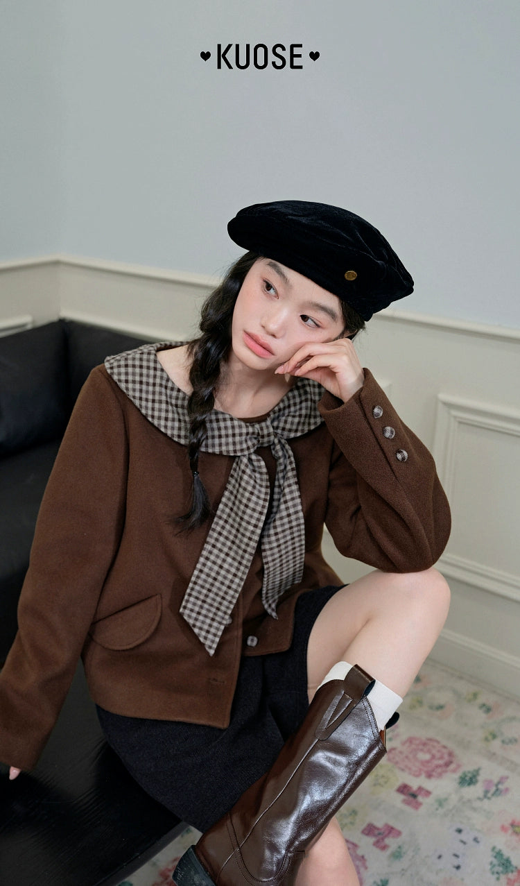 Kuose Small Fragrant Bow Suit Woolen Jacket