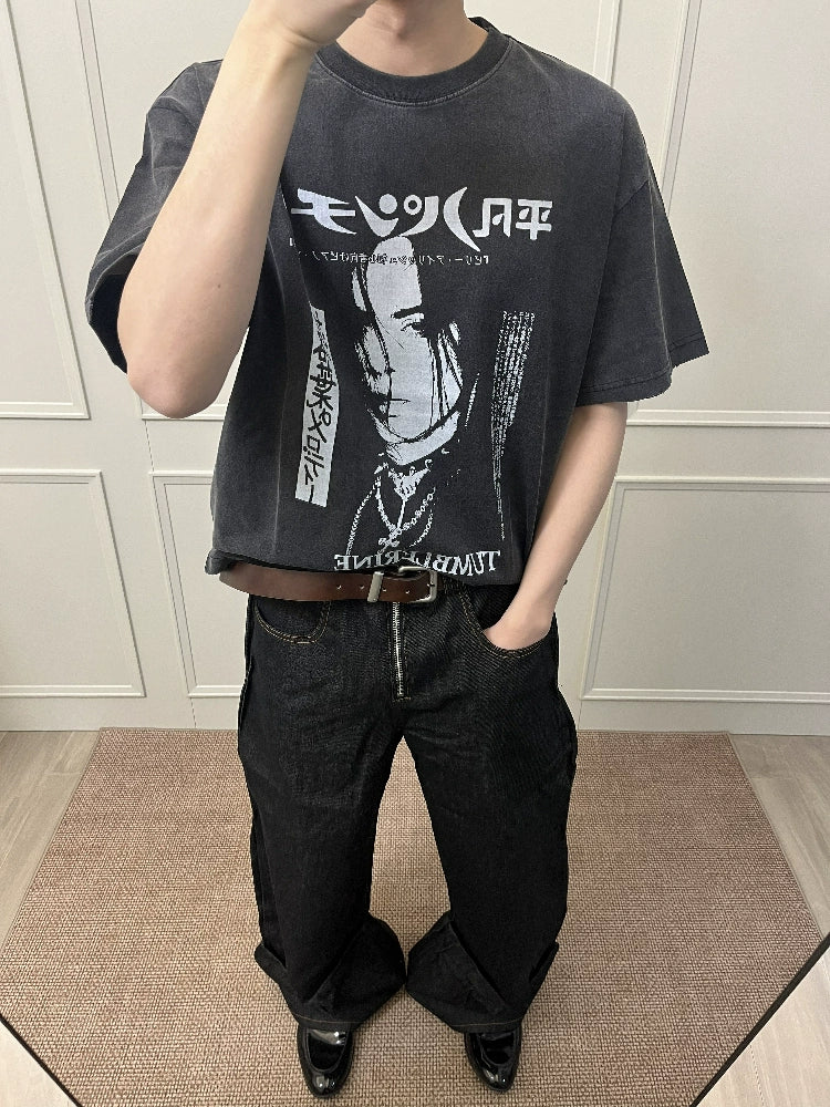 TumBlerine Loose Boxy Washing Water Old Printing Tee