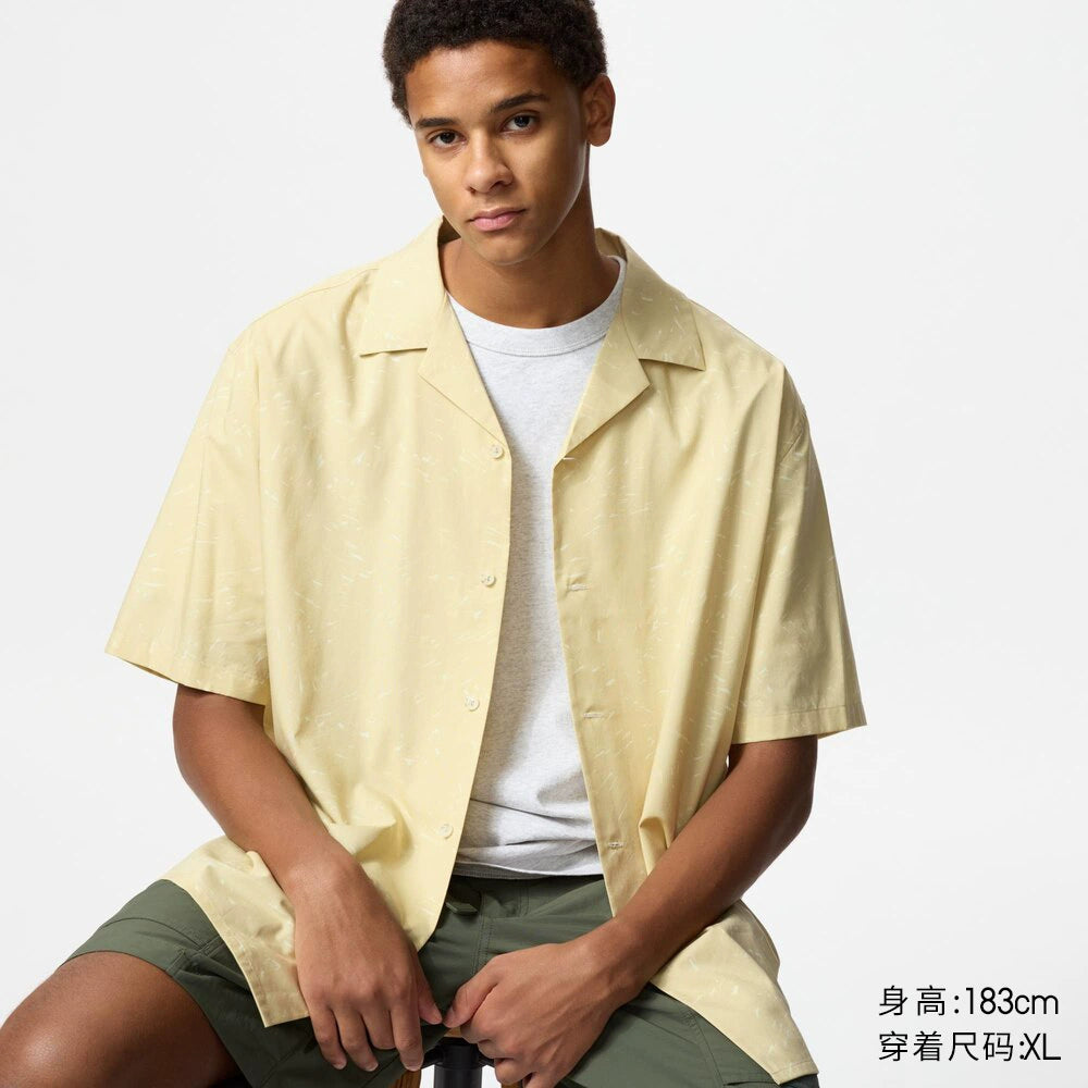 Uniqlo Men's Women's Modal Cotton Blend Printed Open Neck Shirt/Short Sleeve Shirt 25 New 474521