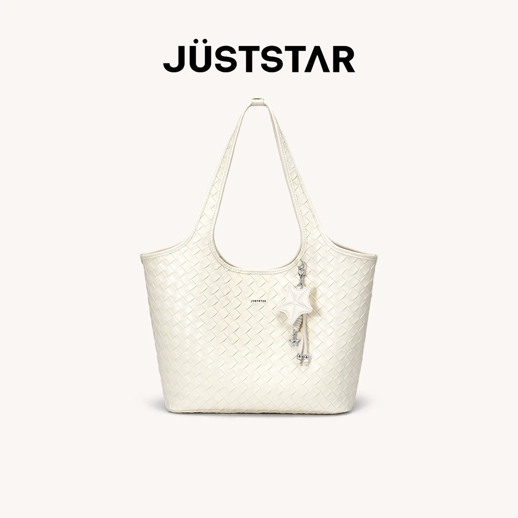 JUST STAR Large Capacity Portable Underarm Knitted Bag