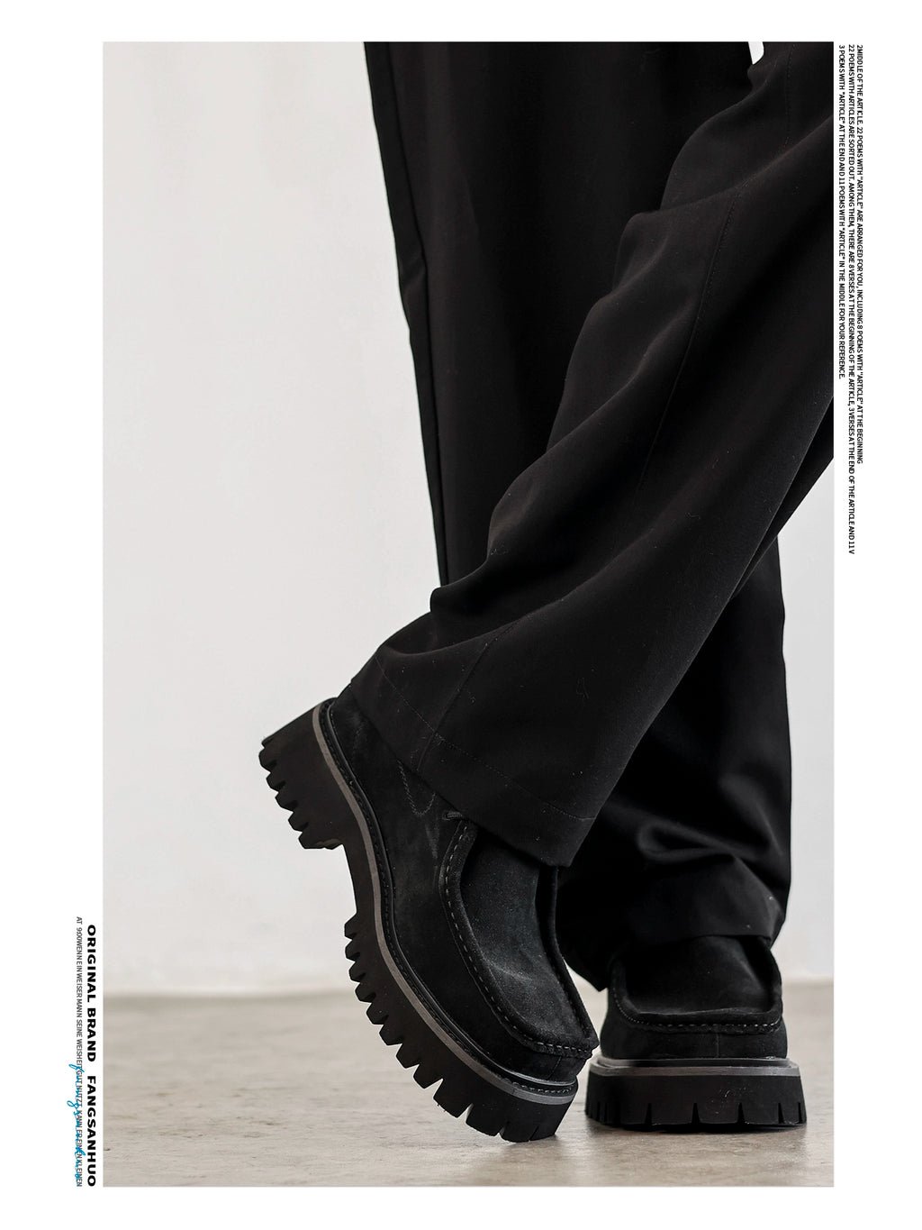 FANGSANHUO Square Head Retro Thick-soled Suede Tooling Short Boots