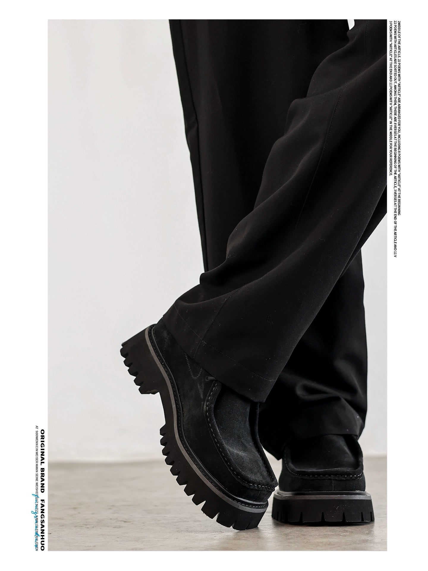 FANGSANHUO Square Head Retro Thick-soled Suede Tooling Short Boots