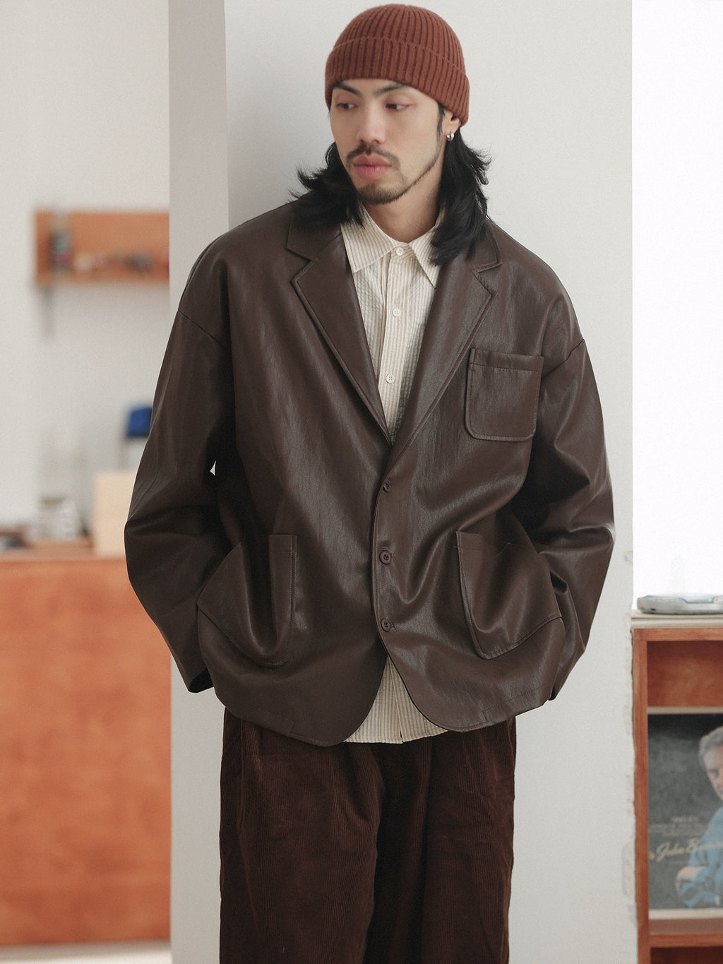 NOEARS Vintage Suit Premium Sense Pu Leather Jacket