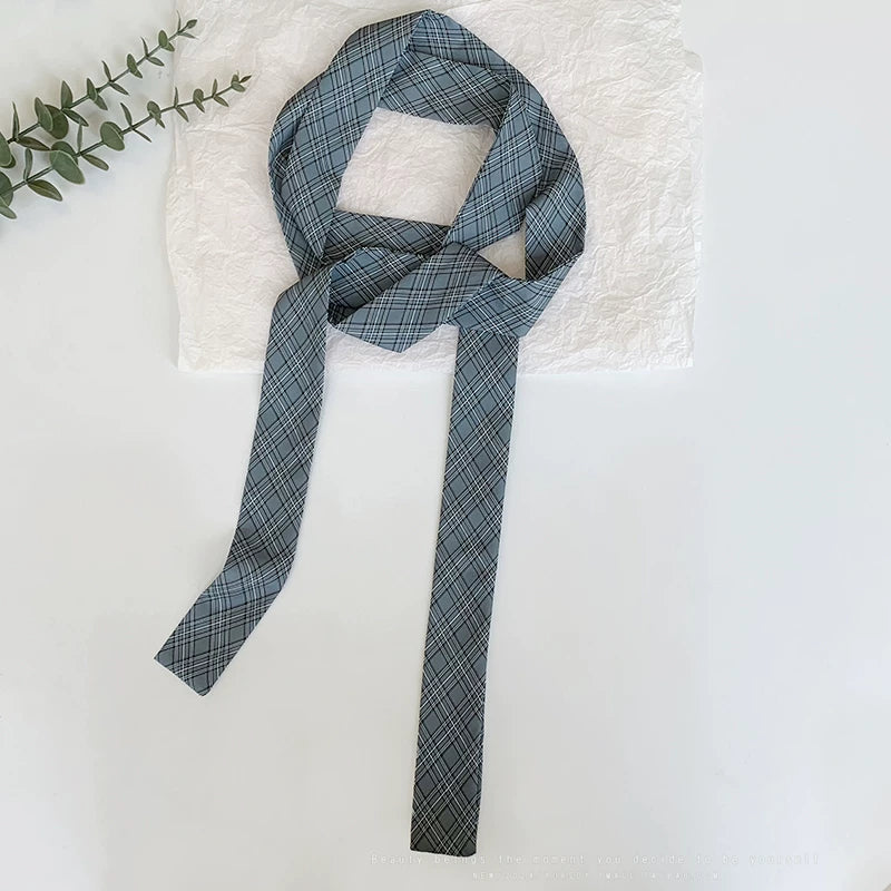 YORSOY Checkered High-end Narrow Silk Scarf