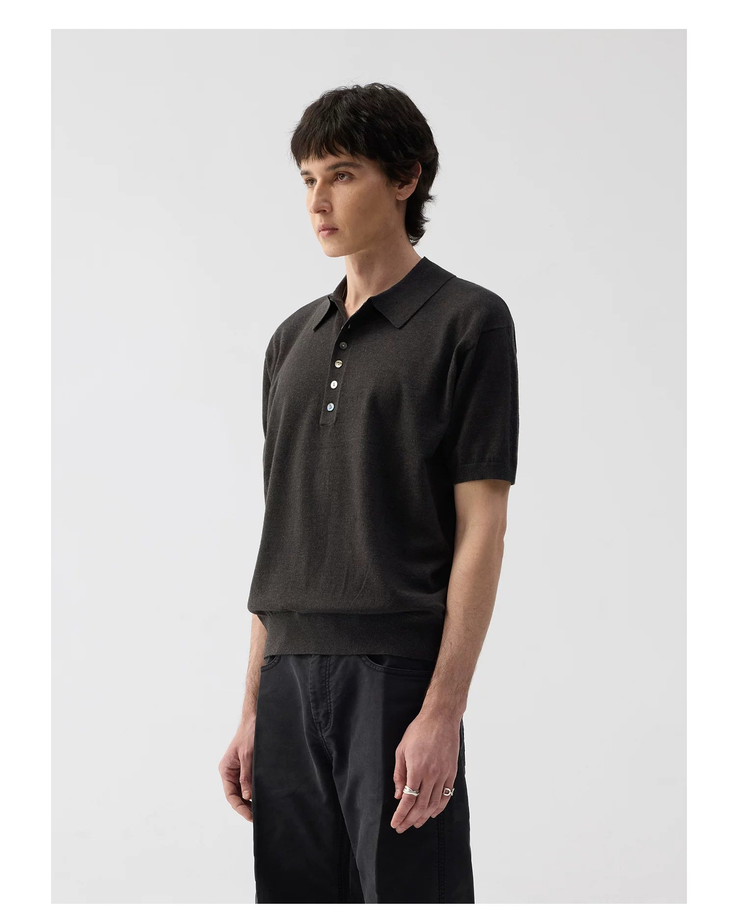 TERRAINCOGNITA Simple Knitted Lapel Polo Shirt