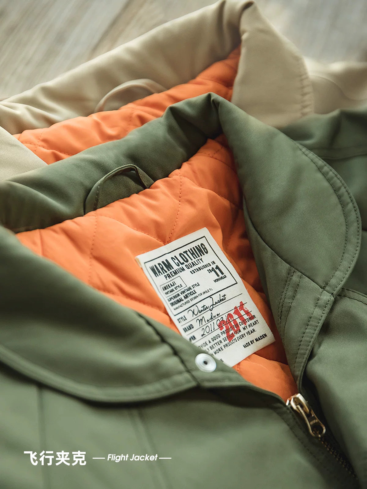 Madden Vintage Thickened Bomber Army Cotton Jacket