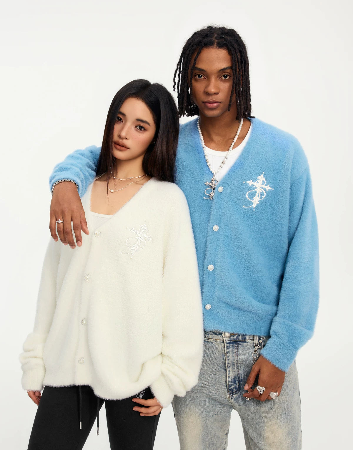 STK Imitation Mink Pearl Wool Cardigan