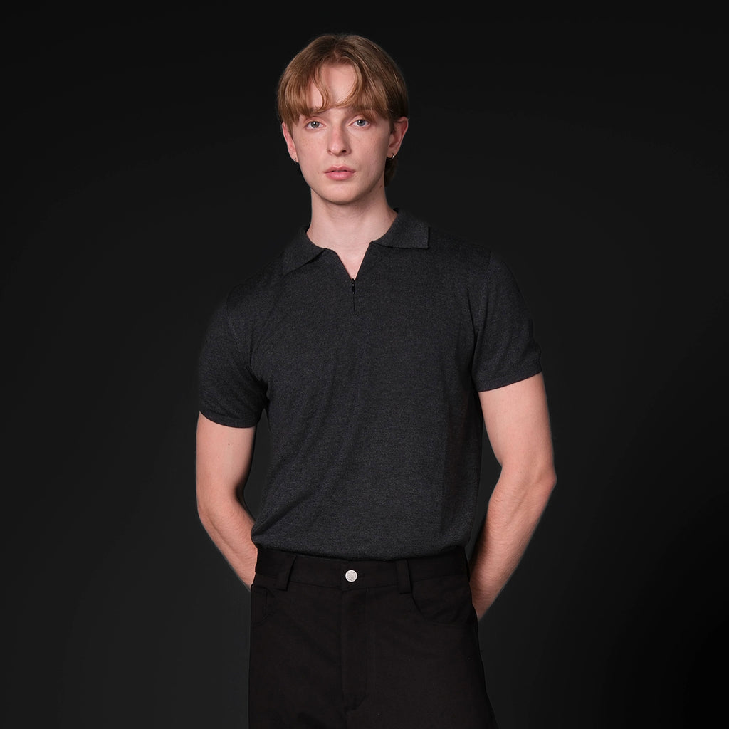 Set for Life Zipper Lapel Casual Tee