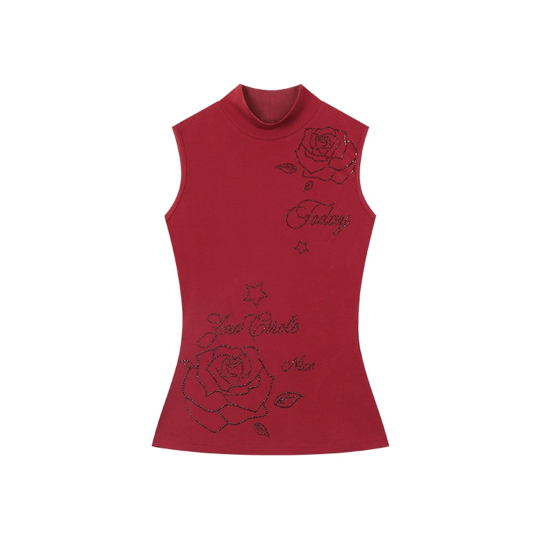Zero Hot Diamond Slim Fit Slim High Neck Sleeveless Vest
