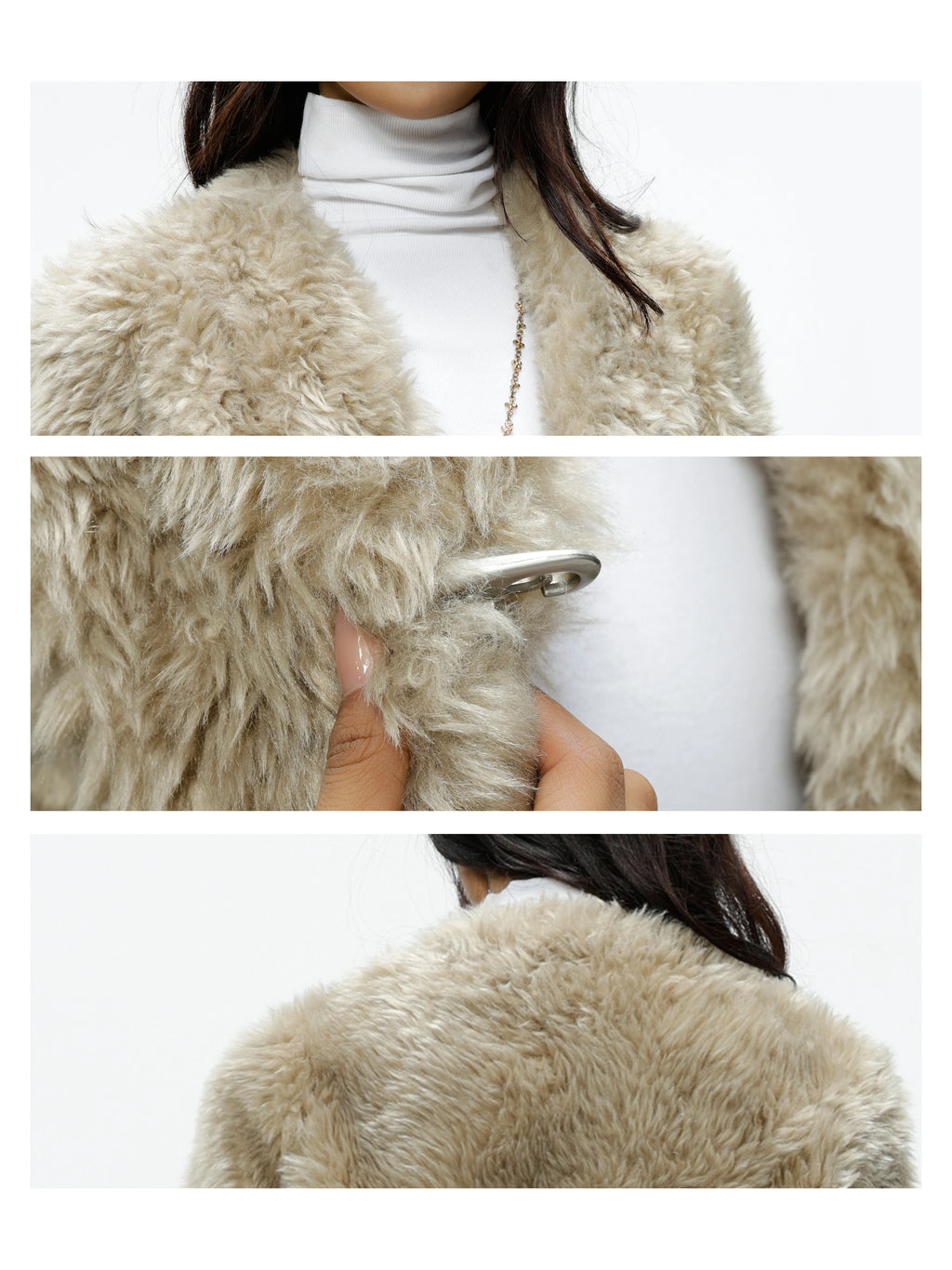 Audwyn Eco-friendly Fur Coat V-neck Fur Coat